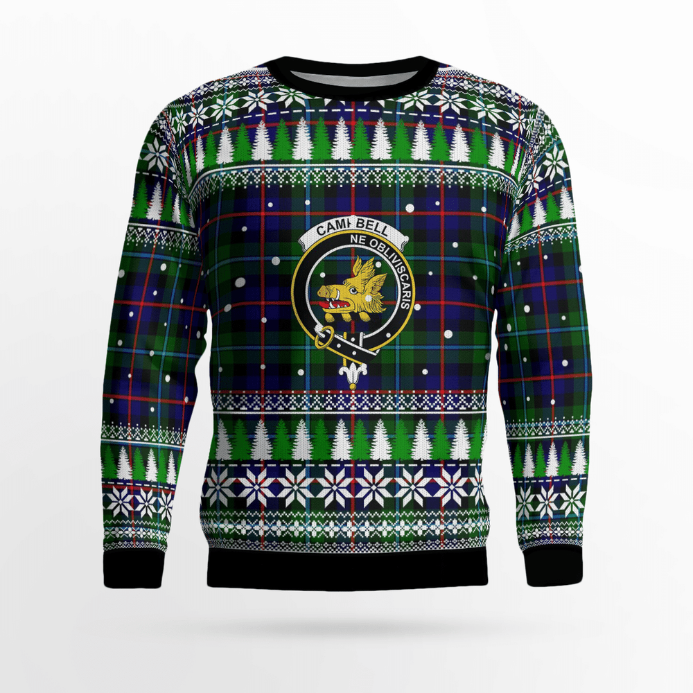 Clan Campbell of Cawdor Modern Crest Tartan Christmas Ugly Sweater RM69 Campbell of Cawdor Modern Crest Tartan Tartan Ugly Sweater