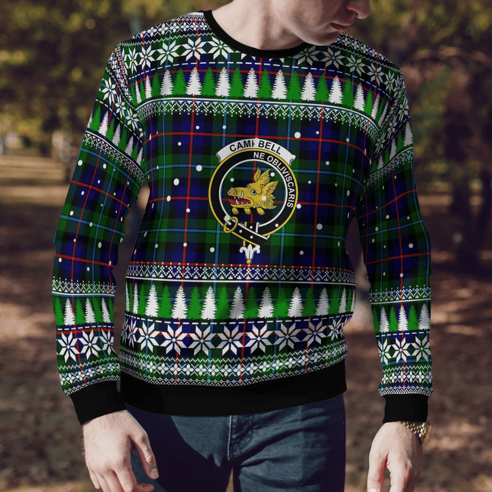 Clan Campbell of Cawdor Modern Crest Tartan Christmas Ugly Sweater RM69 Campbell of Cawdor Modern Crest Tartan Tartan Ugly Sweater