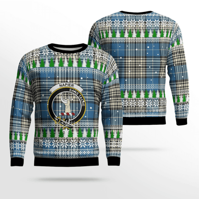 Clan Napier Ancient Crest Tartan Christmas Ugly Sweater