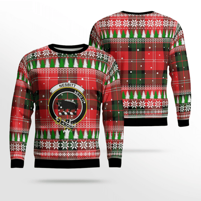 Clan Nesbitt Modern Crest Tartan Christmas Ugly Sweater