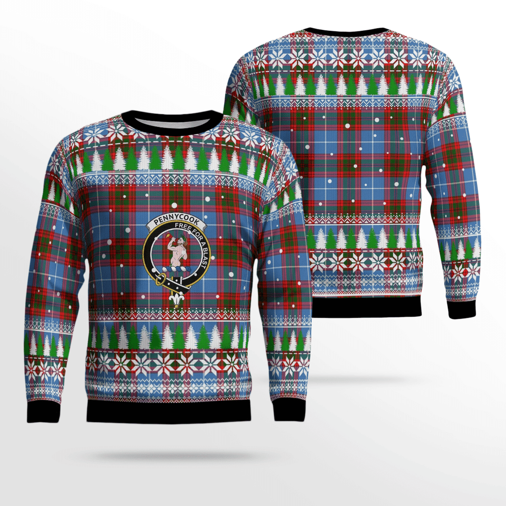 Clan Pennycook (Edinburgh) Crest Tartan Christmas Ugly Sweater NB12 Pennycook (Edinburgh) Crest Tartan Tartan Ugly Sweater