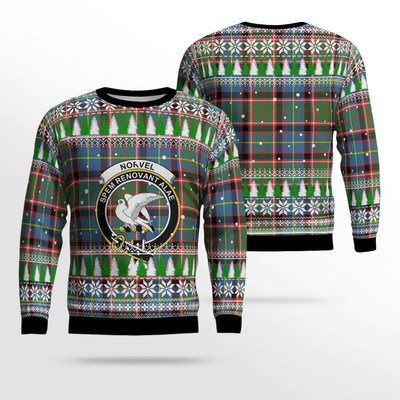 Clan Norvel (Stirling) Crest Tartan Christmas Ugly Sweater