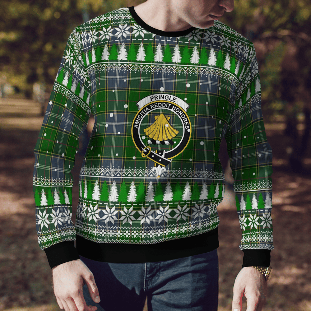 Clan Pringle Crest Tartan Christmas Ugly Sweater WL44 Pringle Crest Tartan Tartan Ugly Sweater