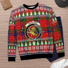 Clan Nicolson Modern Crest Tartan Christmas Ugly Sweater PY18 Nicolson Modern Crest Tartan Tartan Ugly Sweater