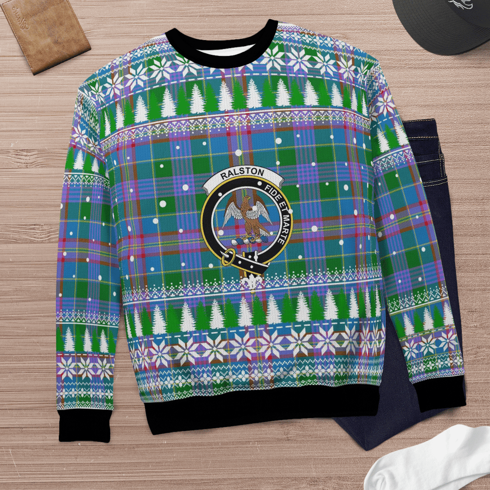 Clan Ralston Crest Tartan Christmas Ugly Sweater BA81 Ralston Crest Tartan Tartan Ugly Sweater