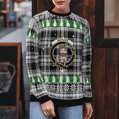 Clan Menzies Black & White Modern Crest Tartan Christmas Ugly Sweater OH26 Menzies Black & White Modern Crest Tartan Tartan Ugly Sweater