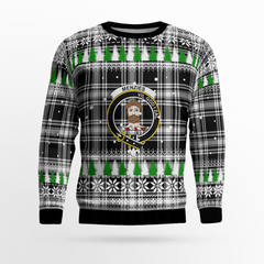Clan Menzies Black & White Modern Crest Tartan Christmas Ugly Sweater OH26 Menzies Black & White Modern Crest Tartan Tartan Ugly Sweater