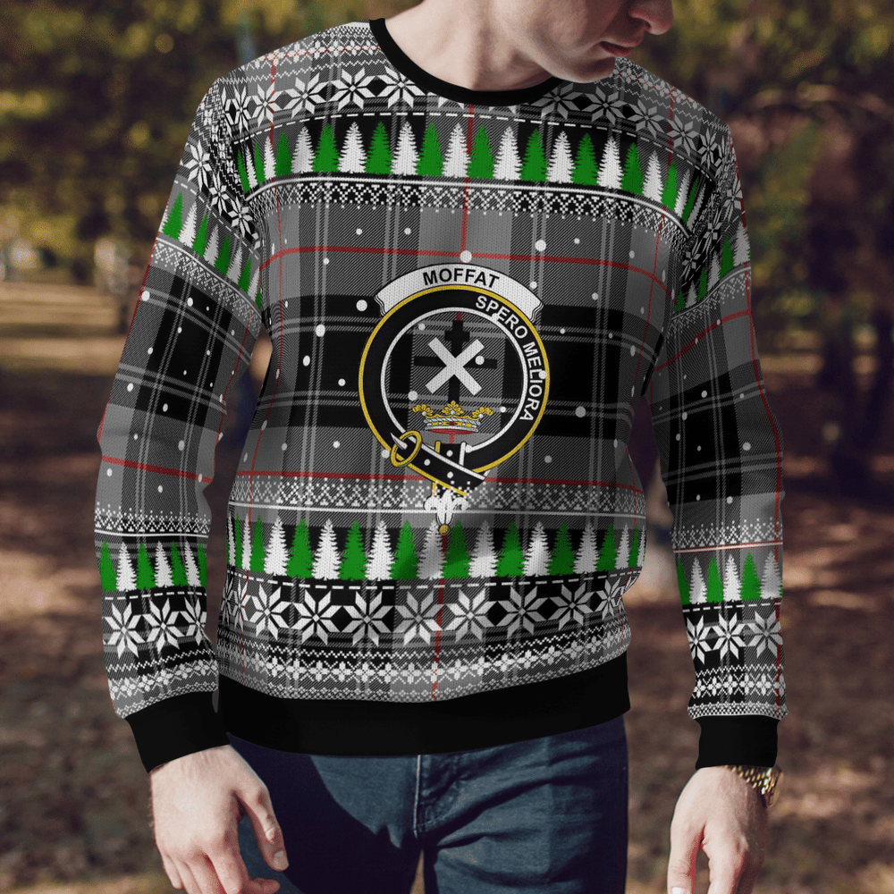 Clan Moffat Modern Crest Tartan Christmas Ugly Sweater EG54 Moffat Modern Crest Tartan Tartan Ugly Sweater