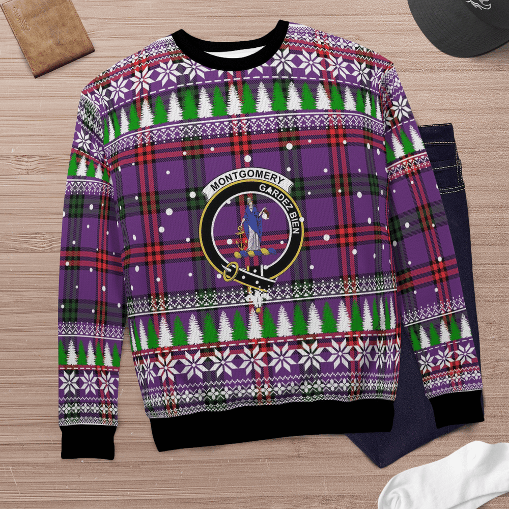Clan Montgomery Modern Crest Tartan Christmas Ugly Sweater JE99 Montgomery Modern Crest Tartan Tartan Ugly Sweater