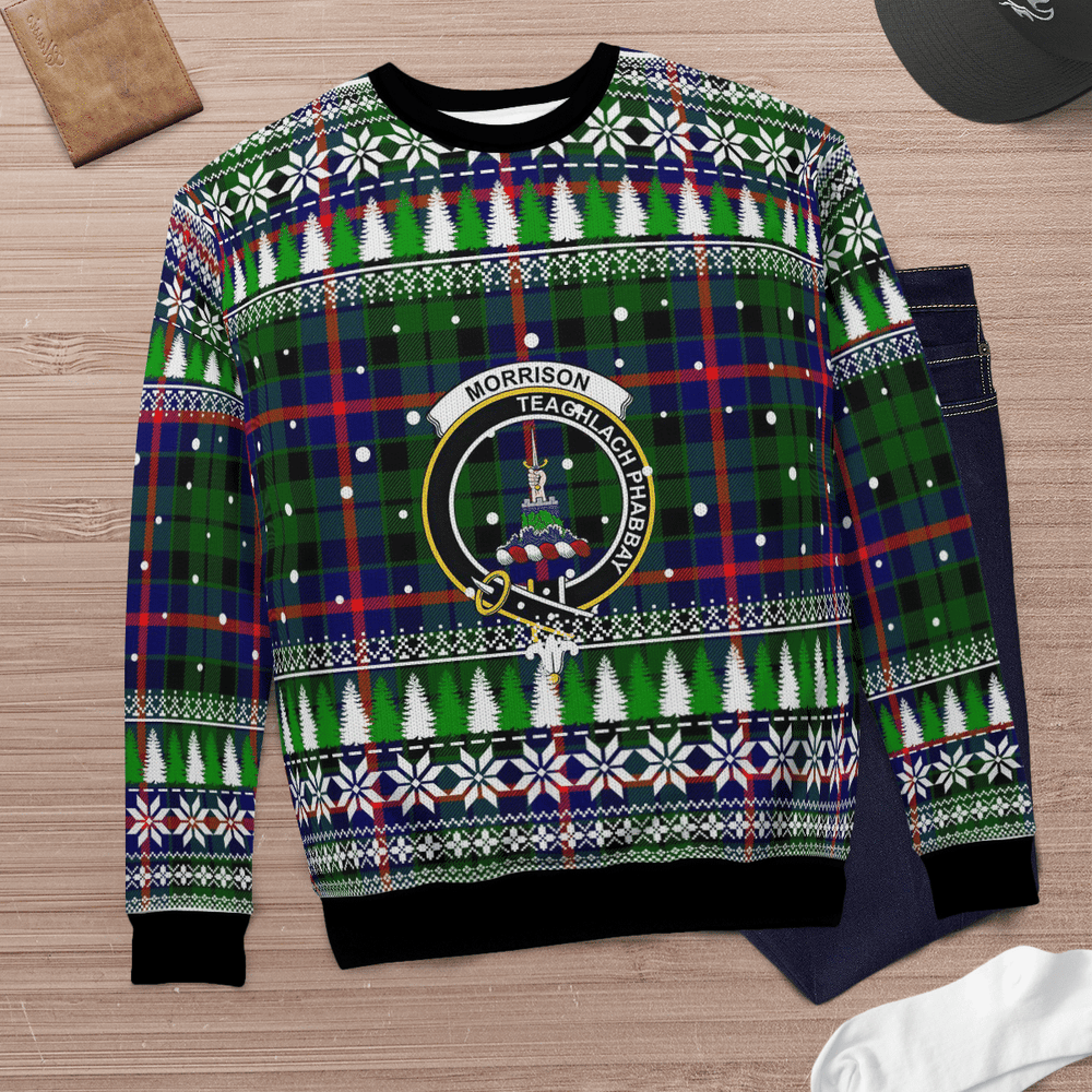 Clan Morrison Modern Crest Tartan Christmas Ugly Sweater OF96 Morrison Modern Crest Tartan Tartan Ugly Sweater