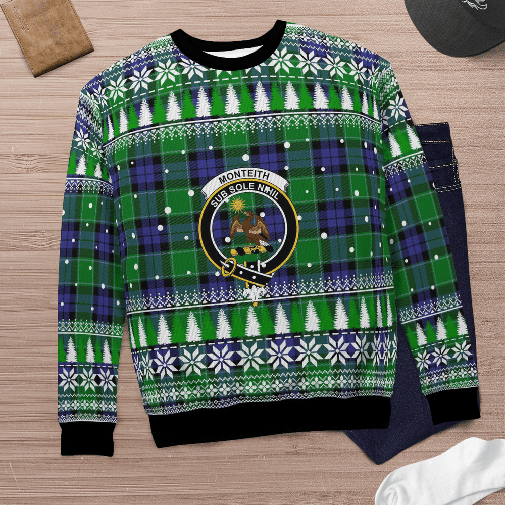 Clan Monteith Crest Tartan Christmas Ugly Sweater UX70 Monteith Crest Tartan Tartan Ugly Sweater