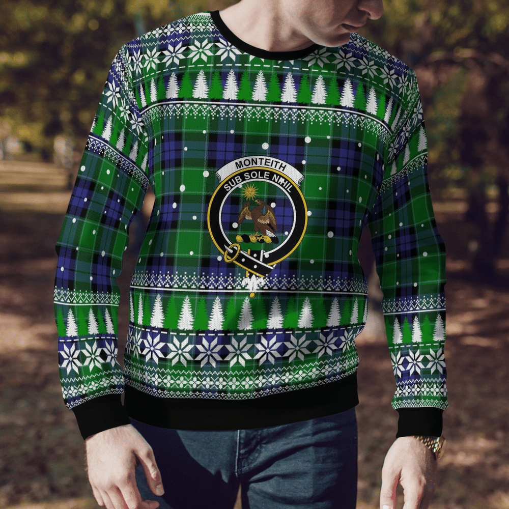 Clan Monteith Crest Tartan Christmas Ugly Sweater UX70 Monteith Crest Tartan Tartan Ugly Sweater
