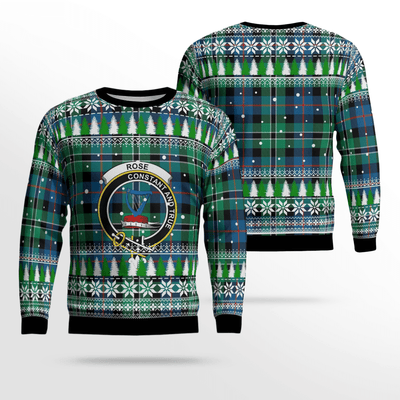 Clan Rose Hunting Ancient Crest Tartan Christmas Ugly Sweater