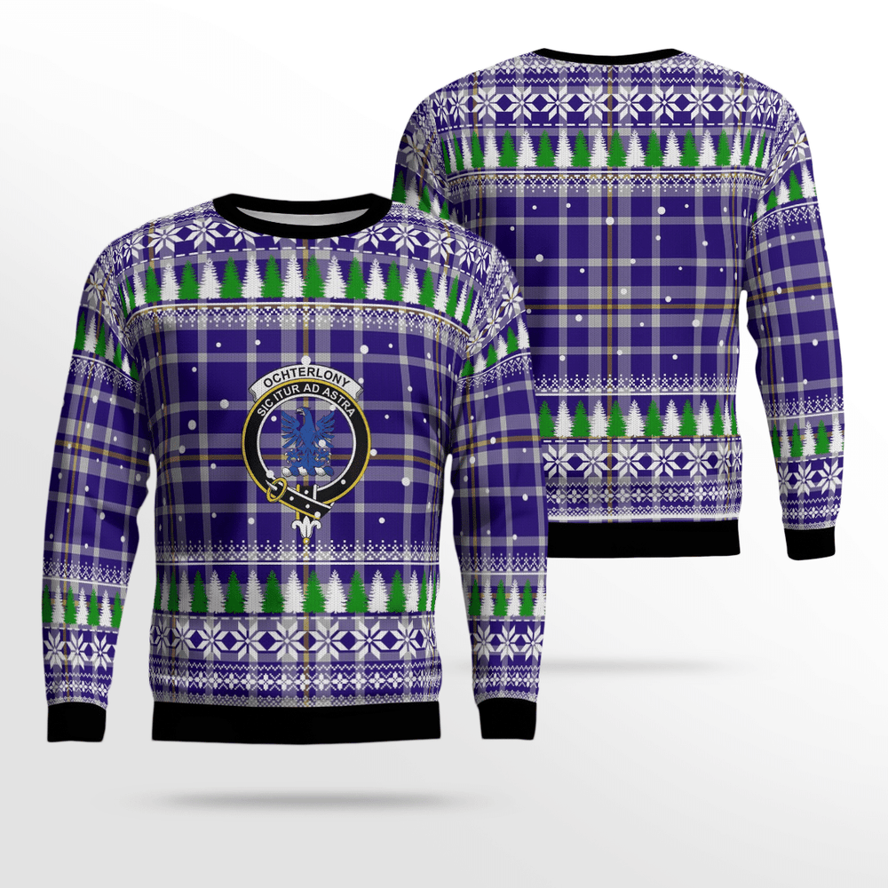 Clan Ochterlony Crest Tartan Christmas Ugly Sweater ZX23 Ochterlony Crest Tartan Tartan Ugly Sweater