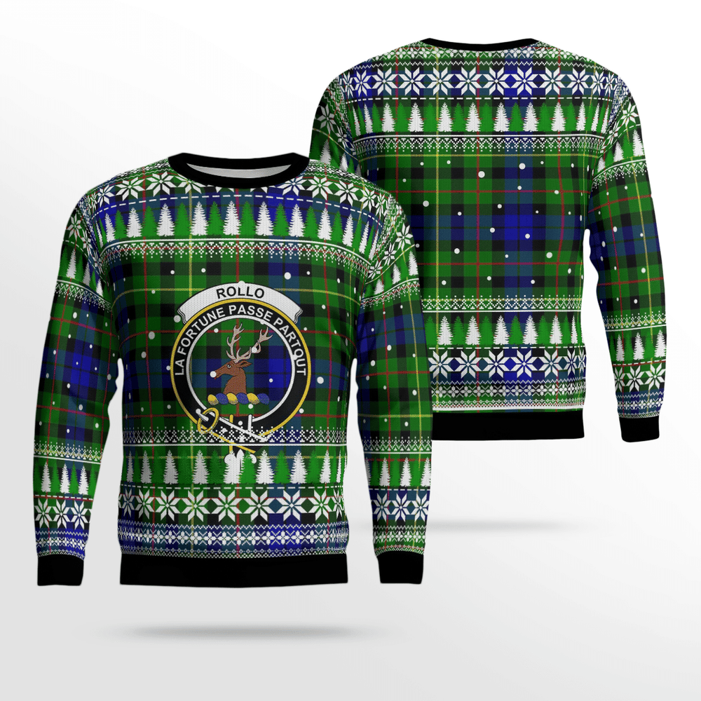 Clan Rollo Crest Tartan Christmas Ugly Sweater OP98 Rollo Crest Tartan Tartan Ugly Sweater