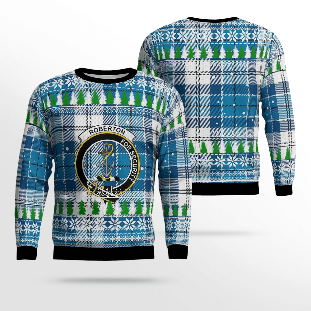 Clan Roberton Crest Tartan Christmas Ugly Sweater EU18 Roberton Crest Tartan Tartan Ugly Sweater