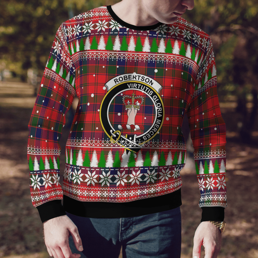 Clan Robertson Modern Crest Tartan Christmas Ugly Sweater NL88 Robertson Modern Crest Tartan Tartan Ugly Sweater
