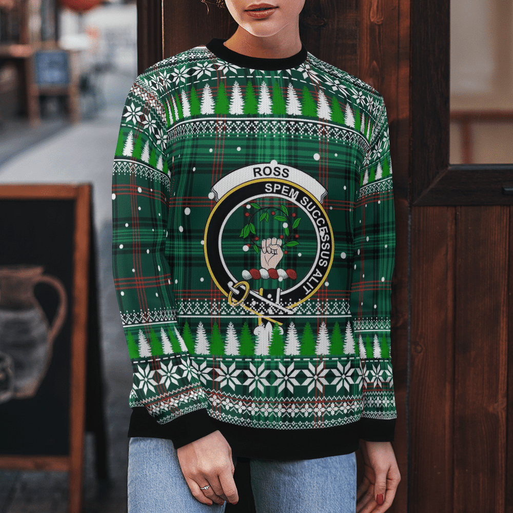 Clan Ross Hunting Modern Crest Tartan Christmas Ugly Sweater HJ50 Ross Hunting Modern Crest Tartan Tartan Ugly Sweater