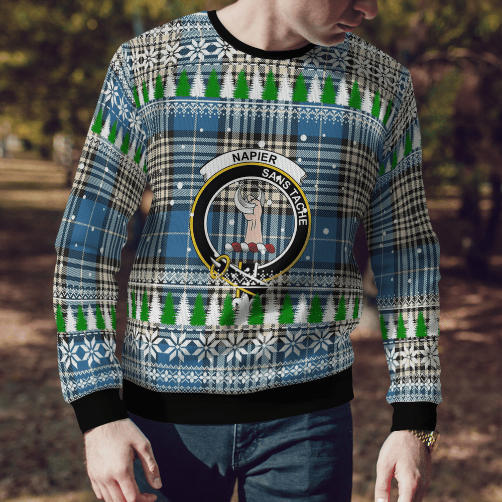 Clan Napier Ancient Crest Tartan Christmas Ugly Sweater CY56 Napier Ancient Crest Tartan Tartan Ugly Sweater