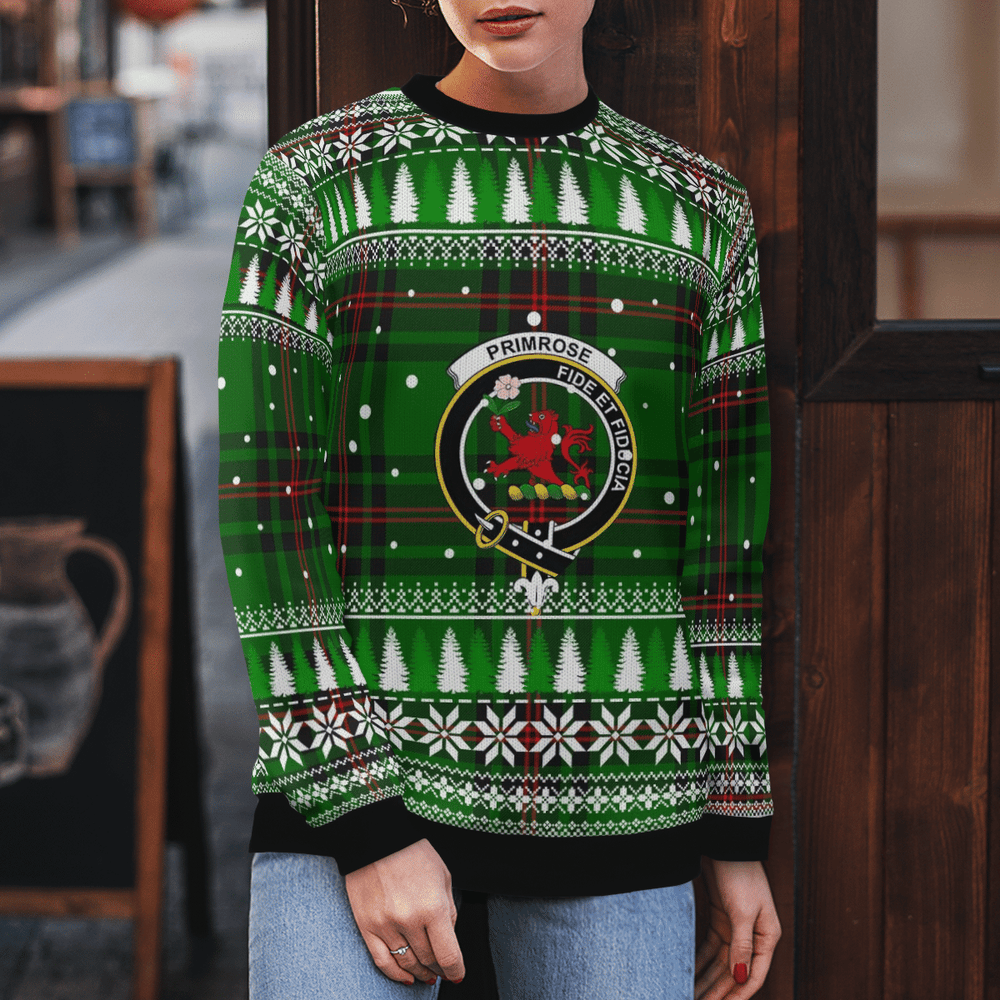 Clan Primrose (Fife) Crest Tartan Christmas Ugly Sweater DV45 Primrose (Fife) Crest Tartan Tartan Ugly Sweater