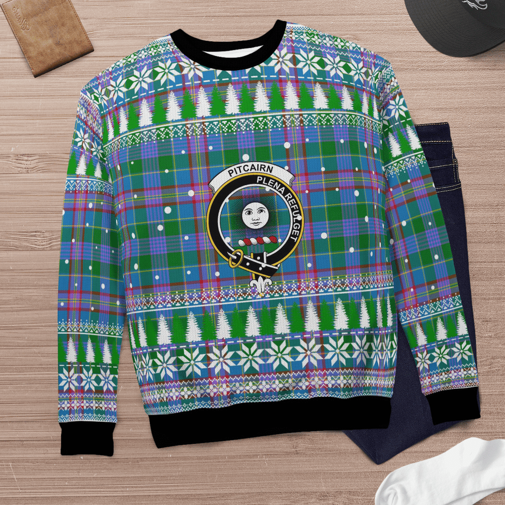 Clan Pitcairn Hunting Crest Tartan Christmas Ugly Sweater SD21 Pitcairn Hunting Crest Tartan Tartan Ugly Sweater