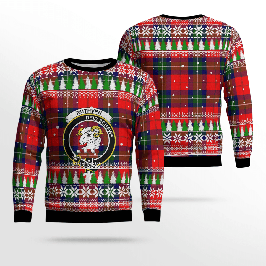 Clan Ruthven Modern Crest Tartan Christmas Ugly Sweater CN23 Ruthven Modern Crest Tartan Tartan Ugly Sweater