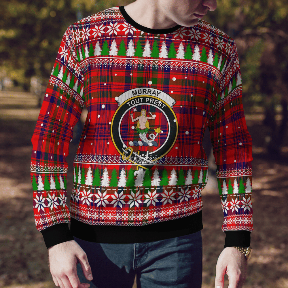 Clan Murray of Tulloch Modern Crest Tartan Christmas Ugly Sweater WO92 Murray of Tulloch Modern Crest Tartan Tartan Ugly Sweater
