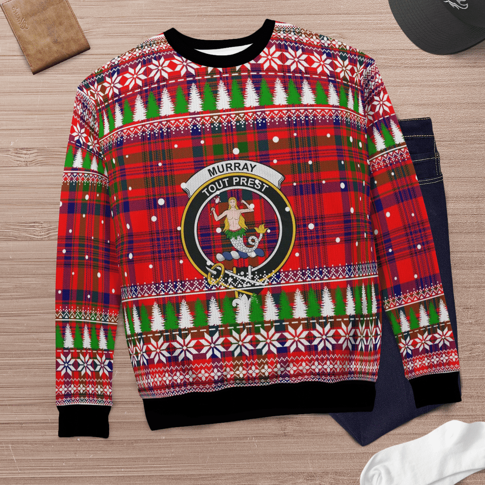 Clan Murray of Tulloch Modern Crest Tartan Christmas Ugly Sweater WO92 Murray of Tulloch Modern Crest Tartan Tartan Ugly Sweater