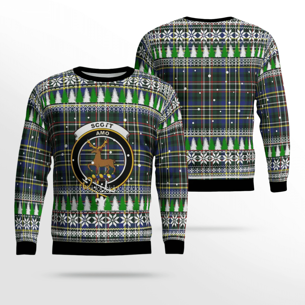 Clan Scott Green Modern Crest Tartan Christmas Ugly Sweater TA69 Scott Green Modern Crest Tartan Tartan Ugly Sweater
