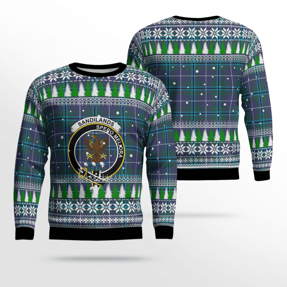 Clan Sandilands (Douglas) Crest Tartan Christmas Ugly Sweater YG63 Sandilands (Douglas) Crest Tartan Tartan Ugly Sweater