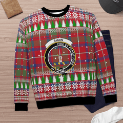 Clan Shaw Red Modern Crest Tartan Christmas Ugly Sweater OS75 Shaw Red Modern Crest Tartan Tartan Ugly Sweater
