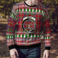 Clan Shaw Red Modern Crest Tartan Christmas Ugly Sweater OS75 Shaw Red Modern Crest Tartan Tartan Ugly Sweater