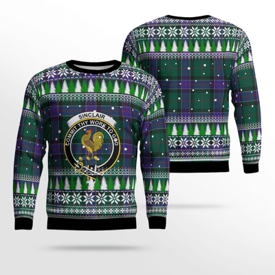 Clan Sinclair Hunting Modern Crest Tartan Christmas Ugly Sweater