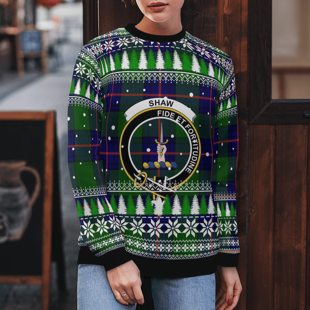 Clan Shaw Modern Crest Tartan Christmas Ugly Sweater MG95 Shaw Modern Crest Tartan Tartan Ugly Sweater