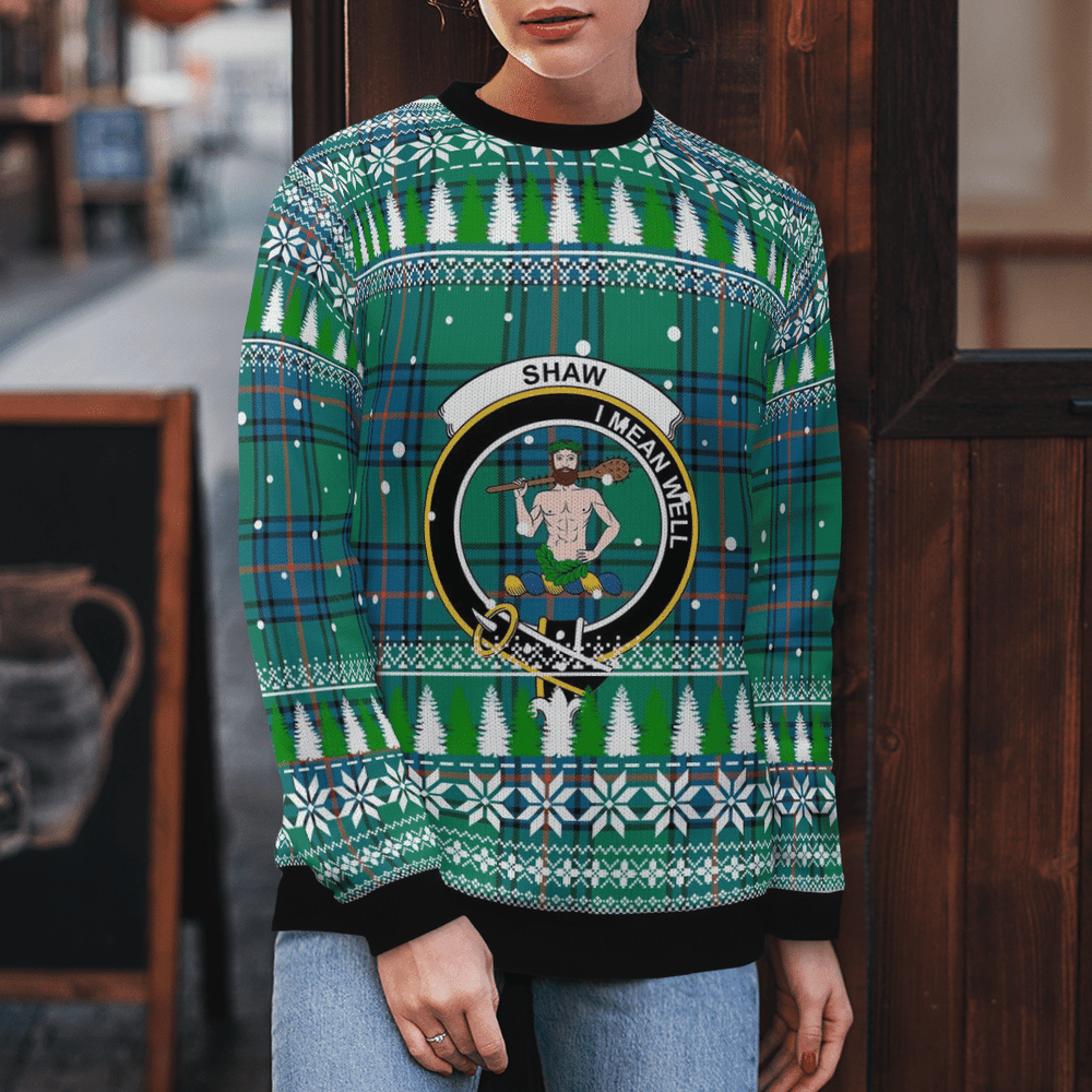 Clan Shaw Ancient Crest Tartan Christmas Ugly Sweater RS24 Shaw Ancient Crest Tartan Tartan Ugly Sweater