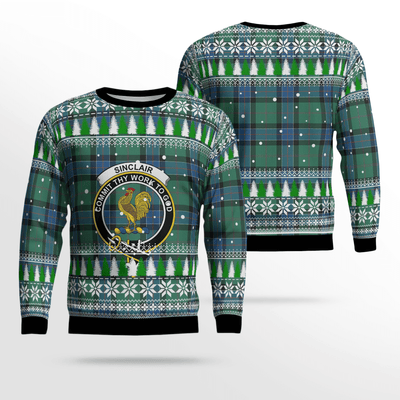 Clan Sinclair Hunting Ancient Crest Tartan Christmas Ugly Sweater