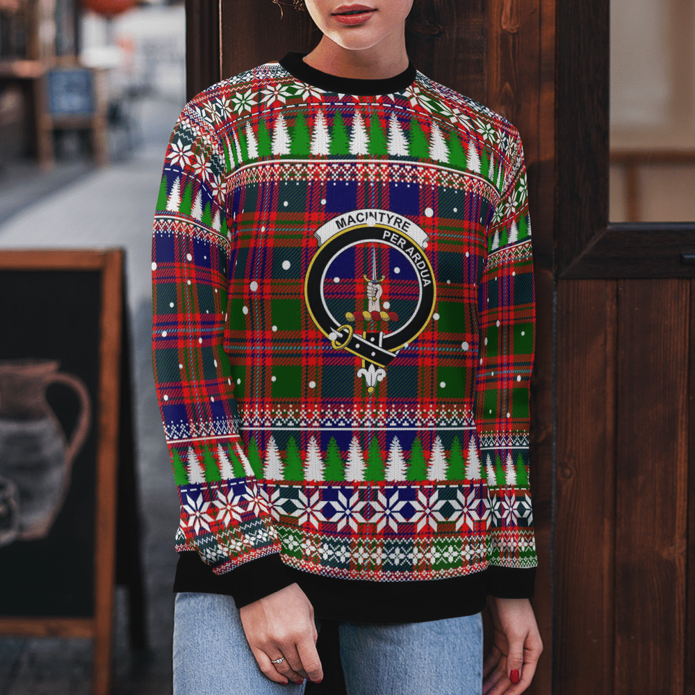 Clan MacIntyre Modern Crest Tartan Christmas Ugly Sweater PQ54 MacIntyre Modern Crest Tartan Tartan Ugly Sweater