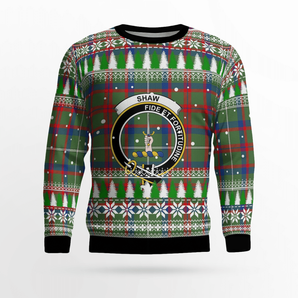 Clan Shaw Green Modern Crest Tartan Christmas Ugly Sweater OB71 Shaw Green Modern Crest Tartan Tartan Ugly Sweater