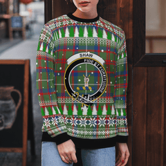 Clan Shaw Green Modern Crest Tartan Christmas Ugly Sweater OB71 Shaw Green Modern Crest Tartan Tartan Ugly Sweater