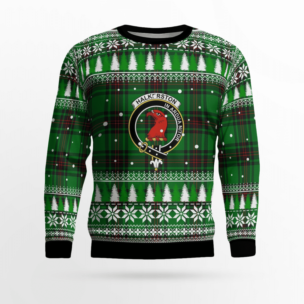 Clan Halkerston Crest Tartan Christmas Ugly Sweater SO67 Halkerston Crest Tartan Tartan Ugly Sweater