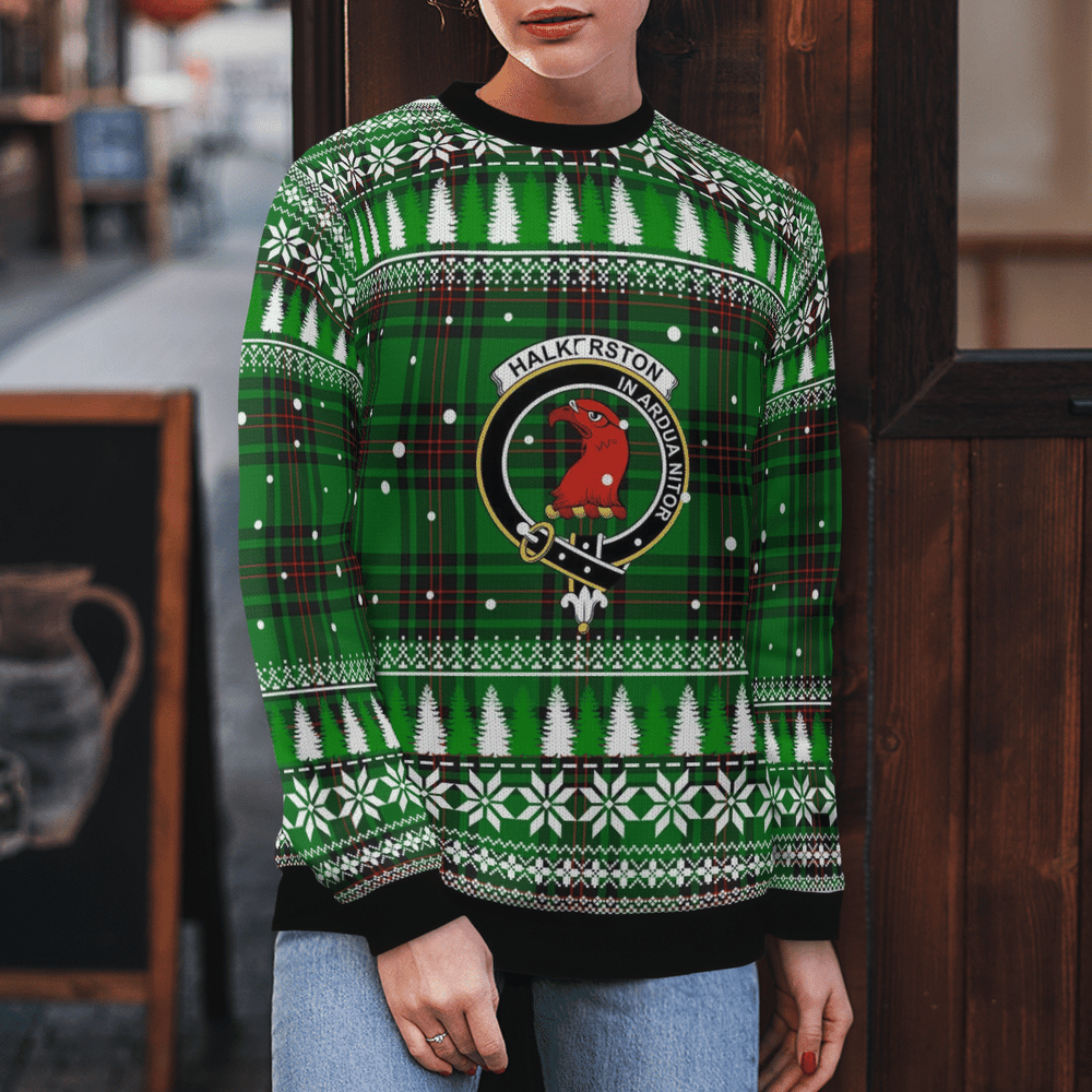 Clan Halkerston Crest Tartan Christmas Ugly Sweater SO67 Halkerston Crest Tartan Tartan Ugly Sweater