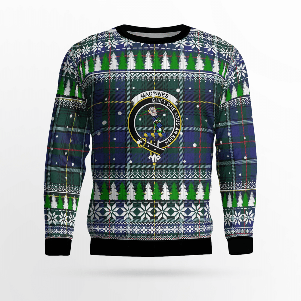 Clan MacInnes Modern Crest Tartan Christmas Ugly Sweater NO10 MacInnes Modern Crest Tartan Tartan Ugly Sweater