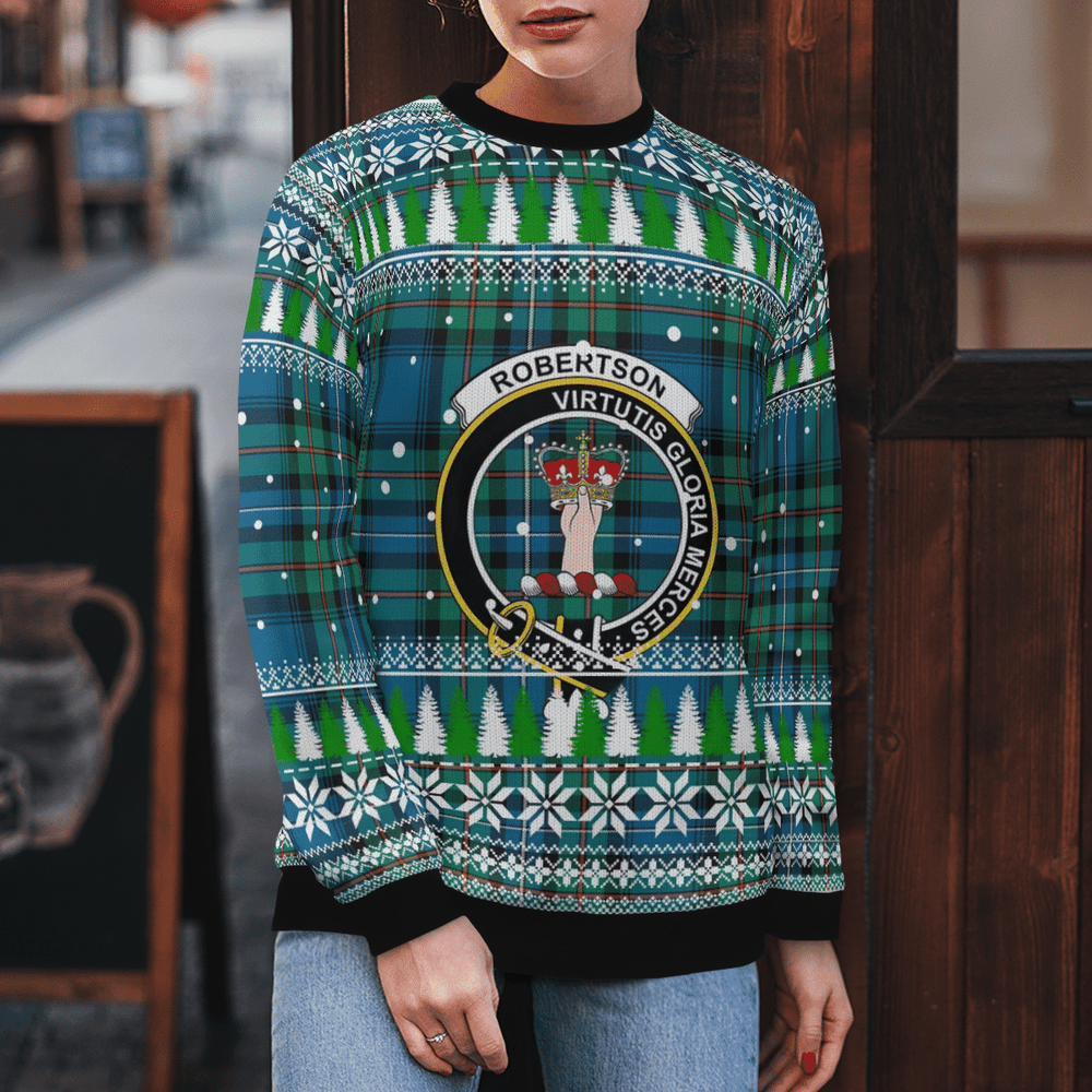Clan Robertson Hunting Ancient Crest Tartan Christmas Ugly Sweater QE65 Robertson Hunting Ancient Crest Tartan Tartan Ugly Sweater