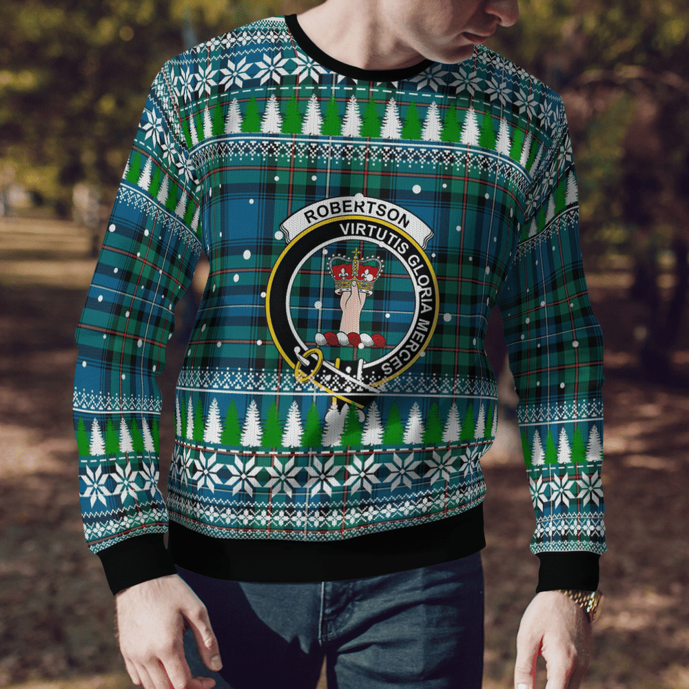 Clan Robertson Hunting Ancient Crest Tartan Christmas Ugly Sweater QE65 Robertson Hunting Ancient Crest Tartan Tartan Ugly Sweater