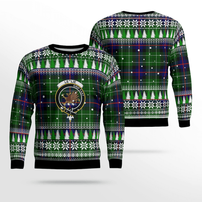 Clan Leslie Hunting Crest Tartan Christmas Ugly Sweater