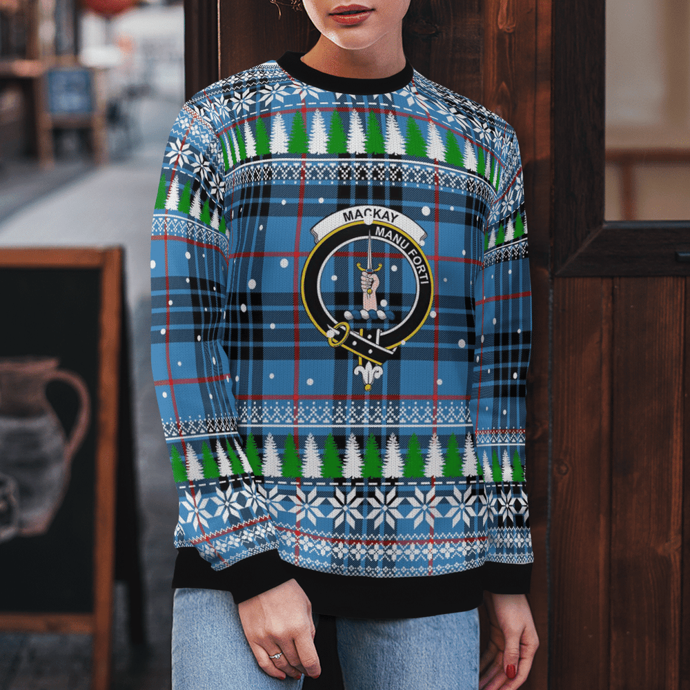 Clan MacKay Blue Crest Tartan Christmas Ugly Sweater BC49 MacKay Blue Crest Tartan Tartan Ugly Sweater