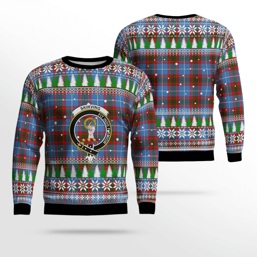 Clan Skirving (Edinburgh) Crest Tartan Christmas Ugly Sweater NN66 Skirving (Edinburgh) Crest Tartan Tartan Ugly Sweater