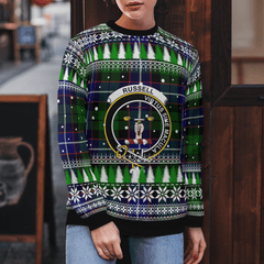 Clan Russell Modern Crest Tartan Christmas Ugly Sweater GK18 Russell Modern Crest Tartan Tartan Ugly Sweater