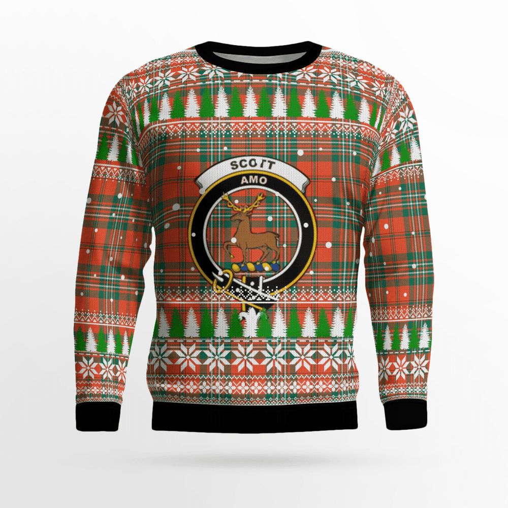 Clan Scott Ancient Crest Tartan Christmas Ugly Sweater DA36 Scott Ancient Crest Tartan Tartan Ugly Sweater