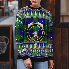 Clan Sempill Modern Crest Tartan Christmas Ugly Sweater OL17 Sempill Modern Crest Tartan Tartan Ugly Sweater